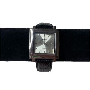 Fondini Quartz Watch Black Snakeskin Leather Unisex Watch Stainless Steel Back